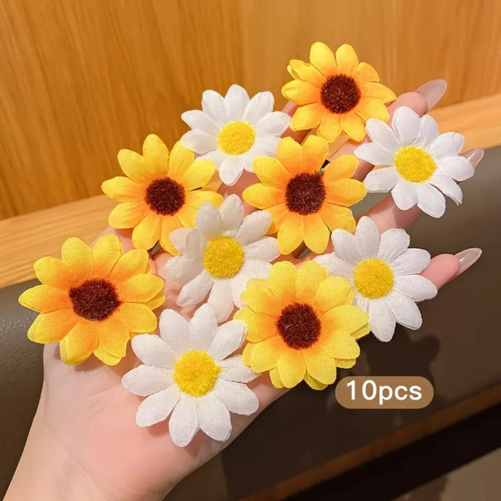 10pcs Hair Clips/Barrettes Set - Yellow & White Flower Clips (OS) NWT!